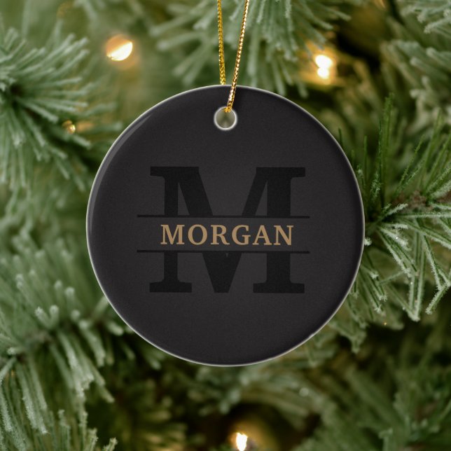 Décoration En Céramique Monogramme et nom élégants personnalisés (Arbre)
