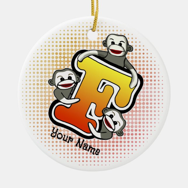 Décoration En Céramique Monogramme F Sock Monkey (Devant)