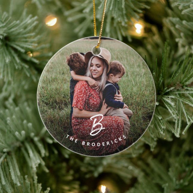 Décoration En Céramique Monogramme Famille Photo Noël (Arbre)