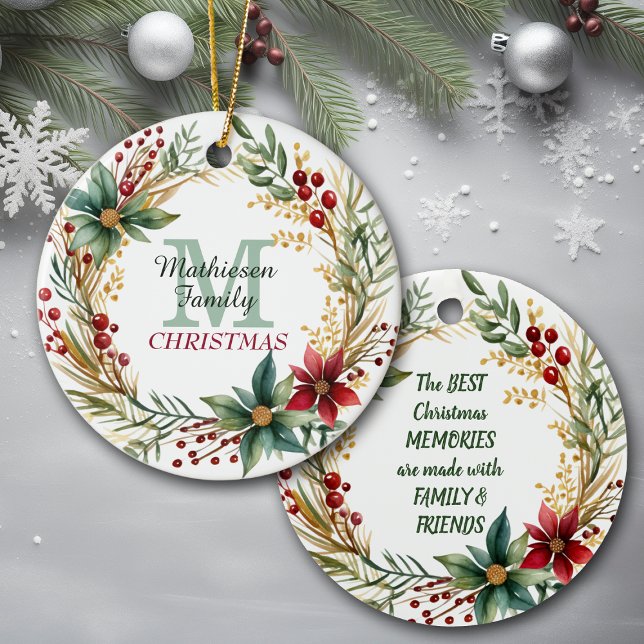 Décoration En Céramique Monogramme Famille Souvenirs Noël Couronne (Créateur téléchargé)