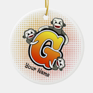 Décoration En Céramique Monogramme G Sock Monkey