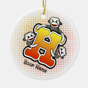 Décoration En Céramique Monogramme H Sock Monkey