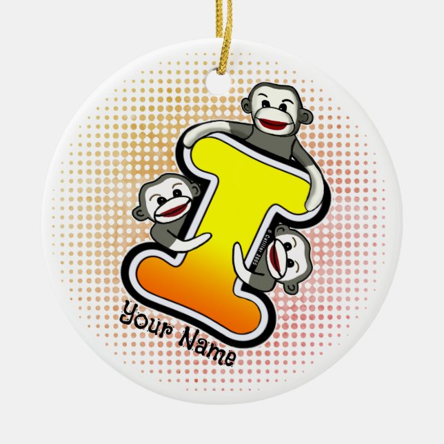 Décoration En Céramique Monogramme I Sock Monkey (Devant)