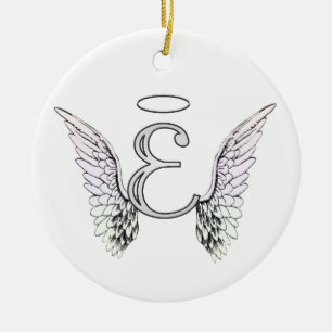 Décoration En Céramique Monogramme initial de la lettre E avec des ailes
