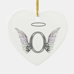 Décoration En Céramique Monogramme initial de la lettre O avec des ailes