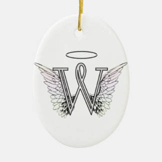 Décoration En Céramique Monogramme initial de la lettre W avec des ailes