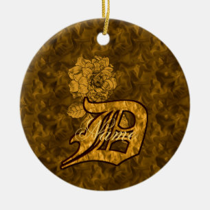 Décoration En Céramique Monogramme Initiale D Élégant Pivoine Personnalisé