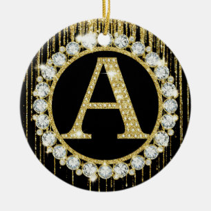Décoration En Céramique Monogramme Initiale Personnalisée avec Dégoulinade
