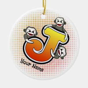 Décoration En Céramique Monogramme J Sock Monkey