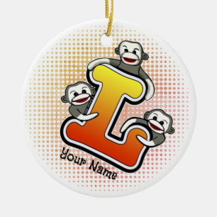 Décoration En Céramique Monogramme L Sock Monkey