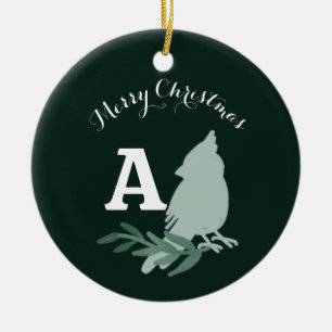 Décoration En Céramique Monogramme minimaliste du cardinal de Noël