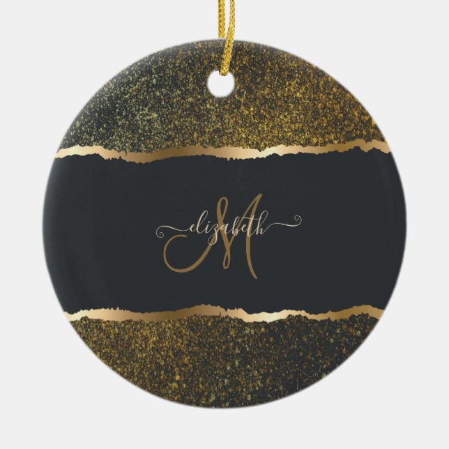 Décoration En Céramique Monogramme moderne Elegant Gold Touch (Devant)