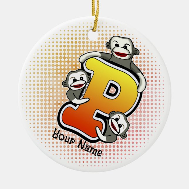 Décoration En Céramique Monogramme P Sock Monkey (Devant)