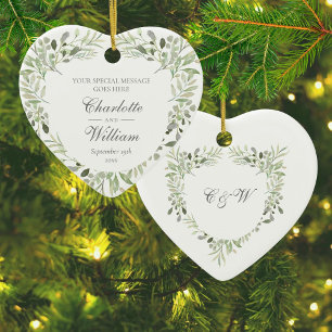 Décoration En Céramique Monogramme personnalisé Mariage de verdure