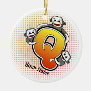 Décoration En Céramique Monogramme Q Sock Monkey