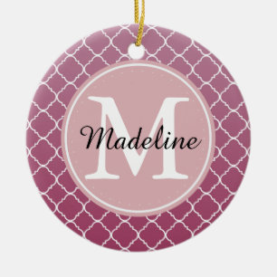 Décoration En Céramique Monogramme rose Ombre Quatrefoil