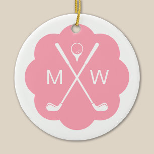 Décoration En Céramique Monogramme rose personnalisé