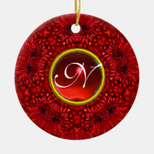 DÉCORATION EN CÉRAMIQUE MONOGRAMME ROUGE DAHLIA RUBY