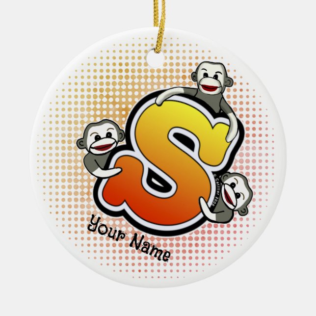 Décoration En Céramique Monogramme S Sock Monkey (Devant)