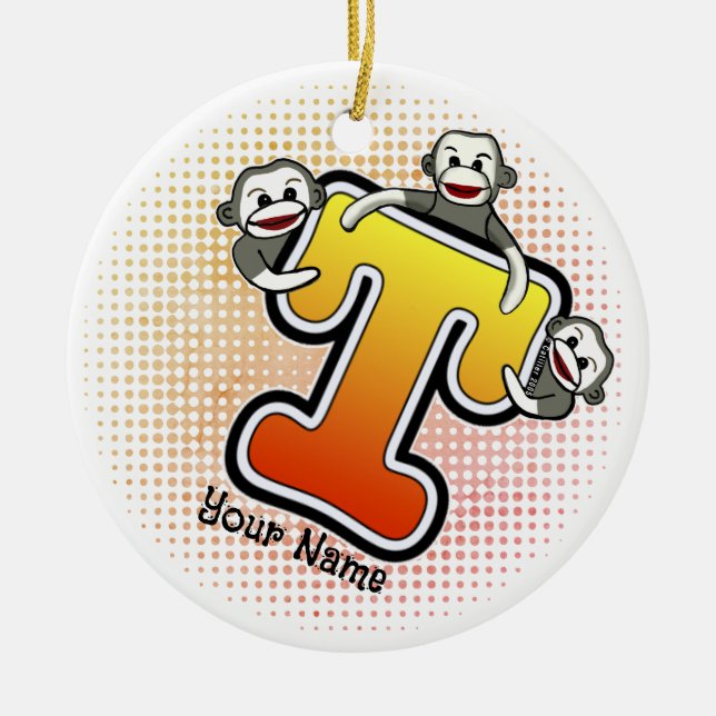 Décoration En Céramique Monogramme T Sock Monkey (Devant)