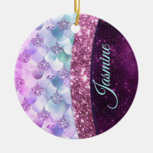 Décoration En Céramique Monographie de la peau de sirène rose argent faux 
