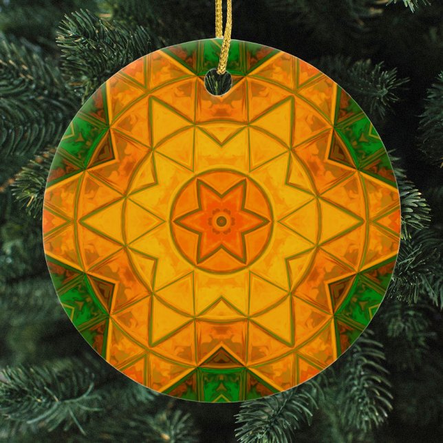 Décoration En Céramique Mosaic Mandala Flower vert et jaune (Créateur téléchargé)