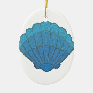Décoration En Céramique Mosaïque Blue Seashell