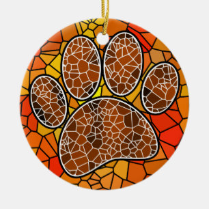 Décoration En Céramique Mosaïque colorée Art Empreinte de patte chien