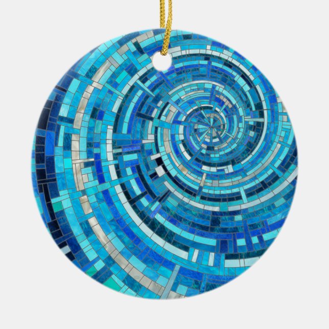 Décoration En Céramique Mosaïque de spirale bleue (Devant)