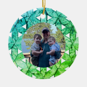 Décoration En Céramique Mosaïque verte aquamarine   fleur de vie