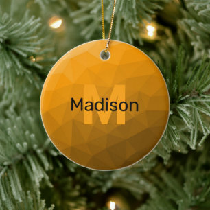 Décoration En Céramique Motif à maille géométrique orange foncé