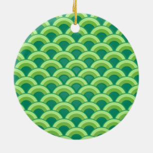 Décoration En Céramique Motif à vagues Art déco - vert jade