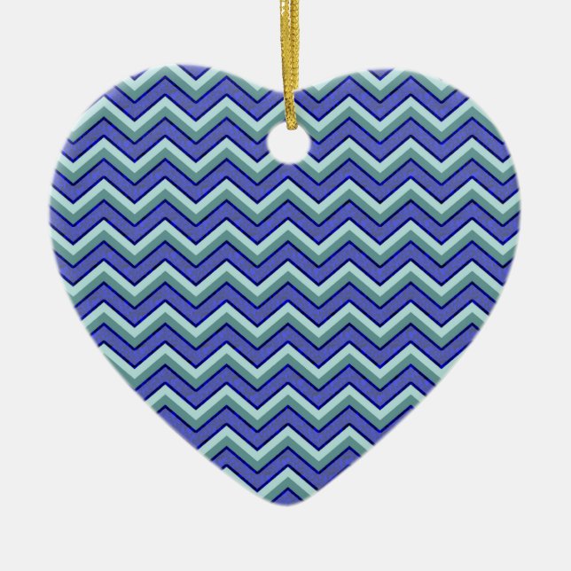 Décoration En Céramique Motif Blue Sapphire Chevron (Devant)