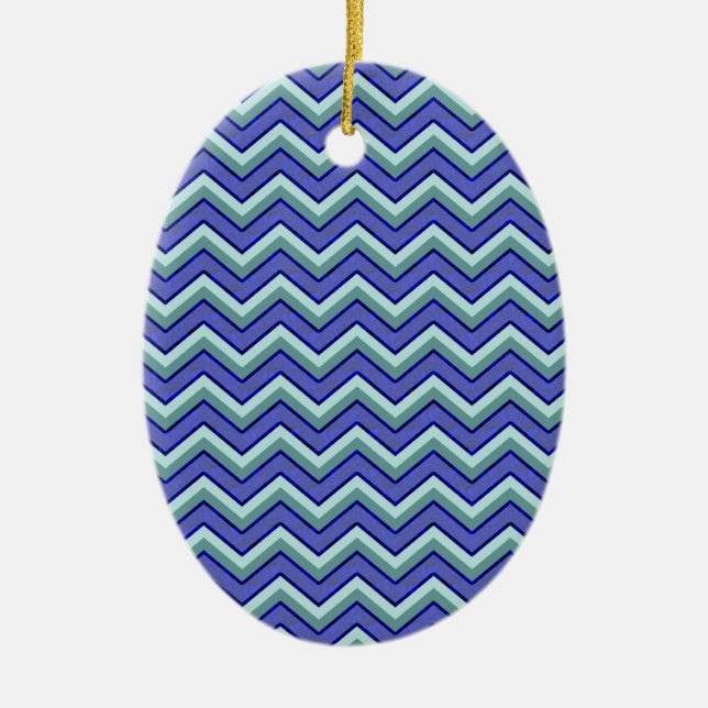 Décoration En Céramique Motif Blue Sapphire Chevron (Devant)