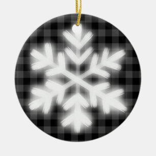 Décoration En Céramique Motif carreaux gris rustique noir flocon de neige