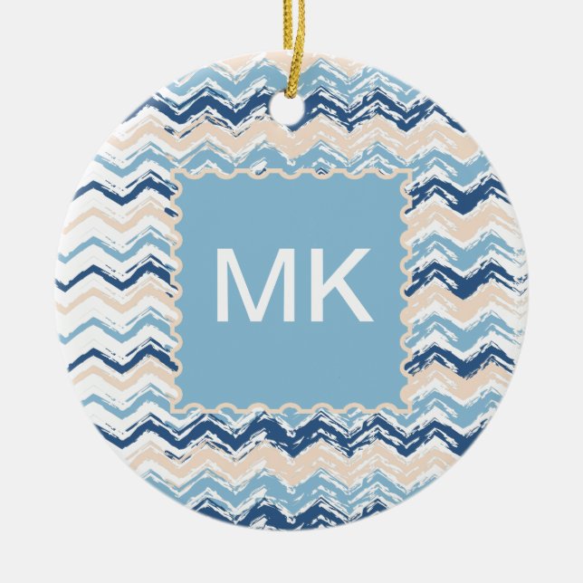 Décoration En Céramique Motif Chevron de l'océan Pacifique (Devant)