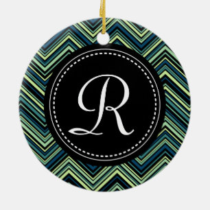 Décoration En Céramique Motif Chevron Tribal Tribal Noir Monogramme