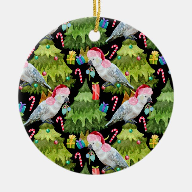 Décoration En Céramique Motif Cockatoo de Noël d'été (Devant)