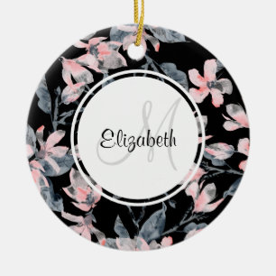 Décoration En Céramique Motif d'aquarelle rose et gris