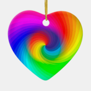 Décoration En Céramique Motif d'art de Tie Tee Colorée Rainbow Swirl