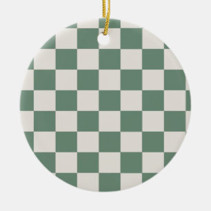 Décoration En Céramique Motif De Chèque Vert Et Crème À damiers Classique