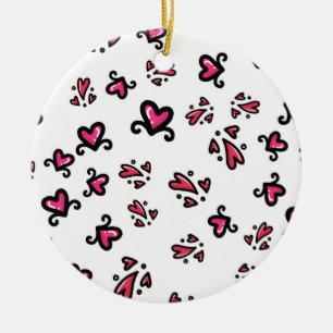Décoration En Céramique Motif de cœurs roses – Conception de gribouillis m