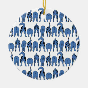 Décoration En Céramique Motif de Culs de Chien Bleu