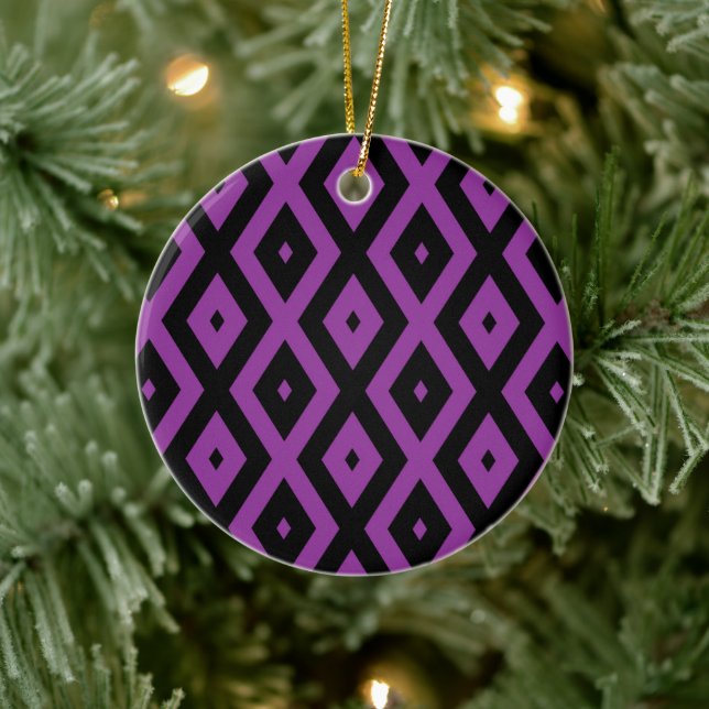 Décoration En Céramique Motif de diamants violet et noir (Arbre)