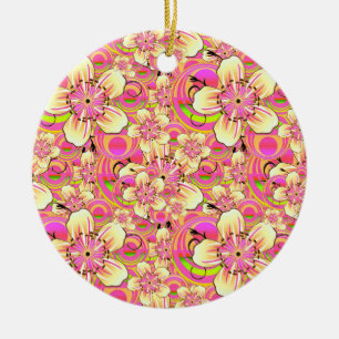 Décoration En Céramique motif de fleur rose funky