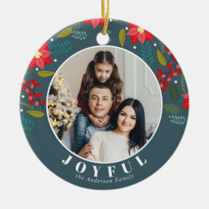 Décoration En Céramique Motif de fleurs de Poinsettia photo Joyful Holiday