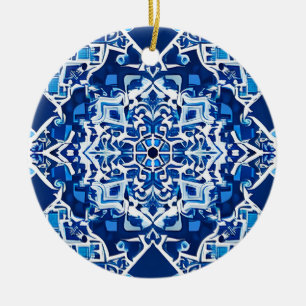 Décoration En Céramique Motif de mosaïque en Indigo et Cobalt Blue