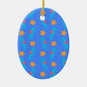 Décoration En Céramique Motif De Seahores Bleues Et De Starfish