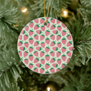 Décoration En Céramique Motif d'été fraise rose