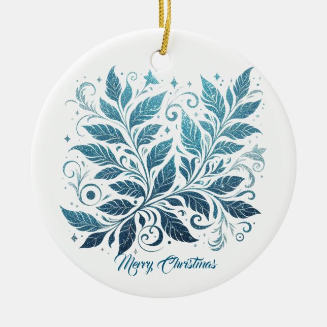 Décoration En Céramique Motif feuille bleu Ombre (Devant)